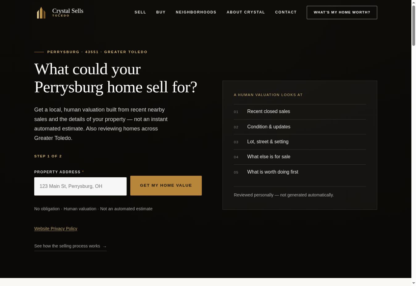 Crystal Sells Toledo actual website screenshot